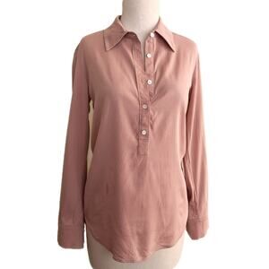 Daniela Corte Amano Mauve 100% Silk Button Front Blouse 38 XS Made in USA